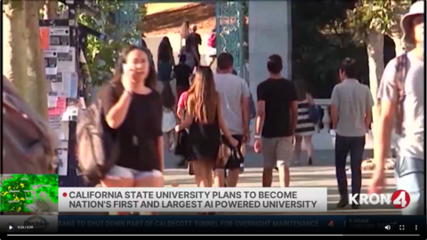 CSU campus with students walking